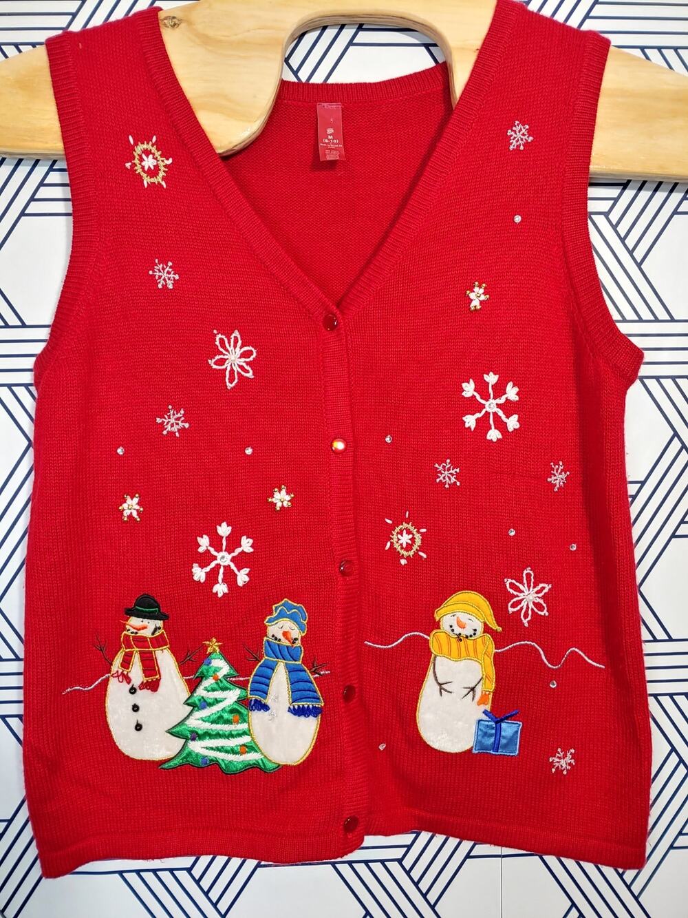 United States Sweaters Snowman Christmas Cozy Vest Size M